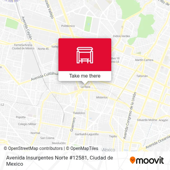 Avenida Insurgentes Norte #12581 parada - Rutas, horarios y tarifas