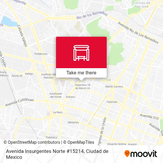 Avenida Insurgentes Norte #15214 - Rutas, horarios y tarifas