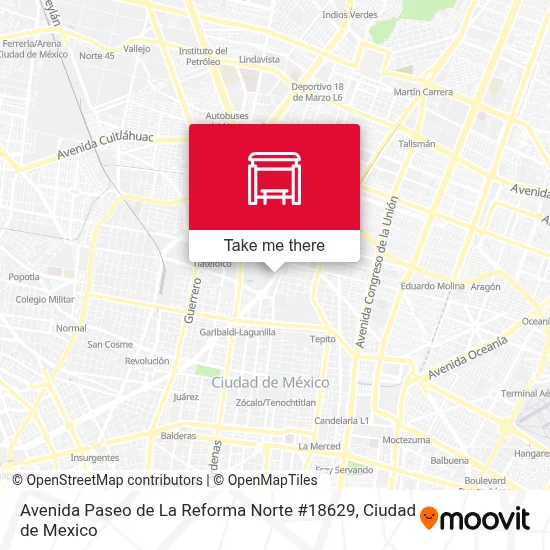Avenida Paseo de La Reforma Norte #18629 parada - Rutas, horarios y tarifas