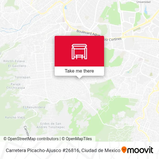Carretera Picacho-Ajusco #26816 parada - Rutas, horarios y tarifas
