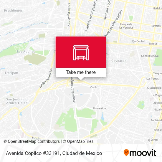 Avenida Copilco #33191 parada - Rutas, horarios y tarifas