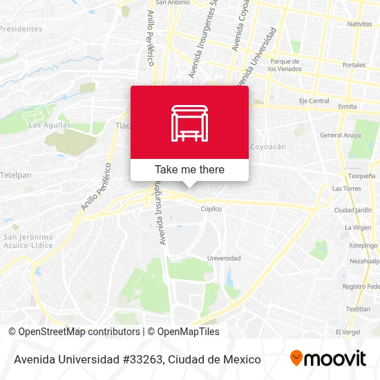 Avenida Universidad #33263 stop - Routes, Schedules, and Fares