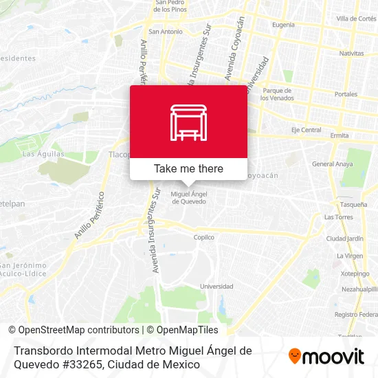 Transbordo Intermodal Metro Miguel Ángel de Quevedo #33265 stop ...