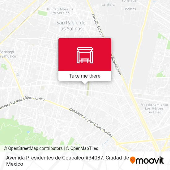 Avenida Presidentes de Coacalco #34087 parada - Rutas, horarios y tarifas