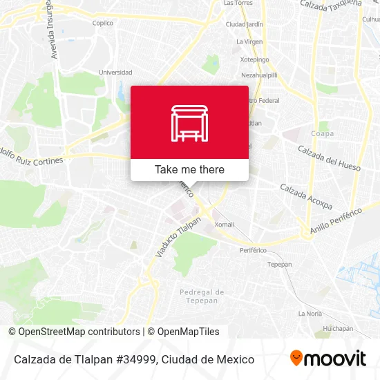 Calzada de Tlalpan #34999 parada - Rutas, horarios y tarifas