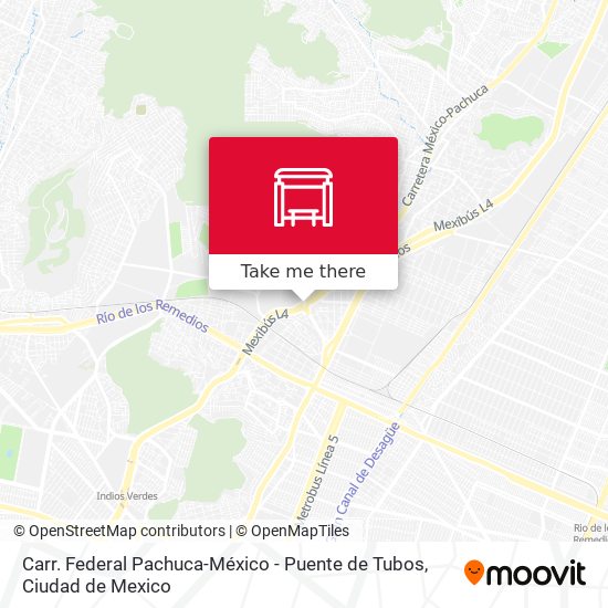 Mapa de Carr. Federal Pachuca-México - Puente de Tubos