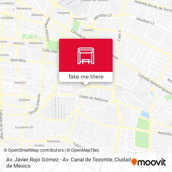 Av. Javier Rojo Gómez - Av. Canal de Tezontle map