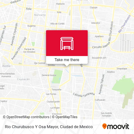 Rio Churubusco Y Osa Mayor map
