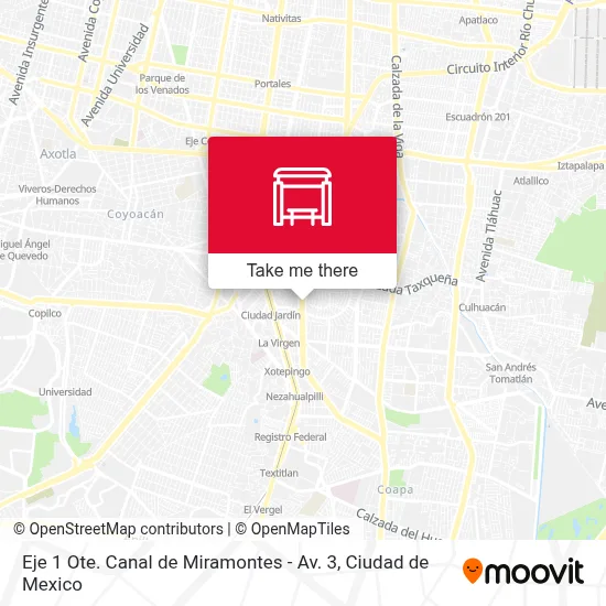 Eje 1 Ote. Canal de Miramontes - Av. 3 map