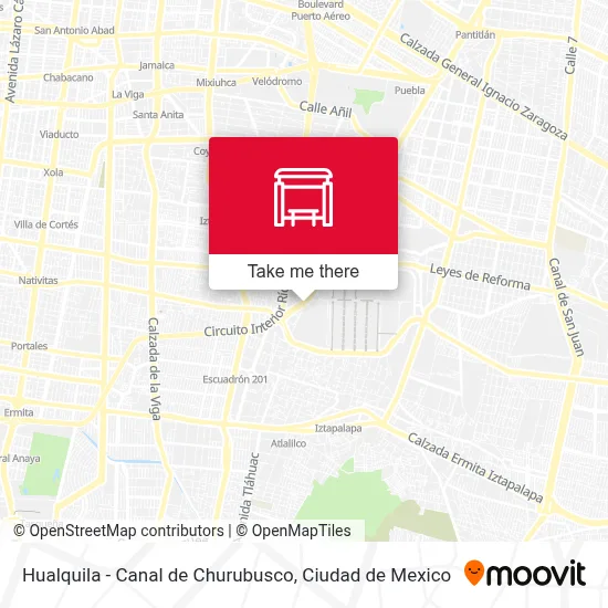 Hualquila - Canal de Churubusco map
