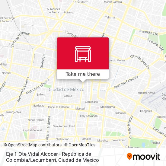 Eje 1 Ote Vidal Alcocer - República de Colombia / Lecumberri map