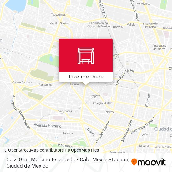 Calz. Gral. Mariano Escobedo - Calz. México-Tacuba map