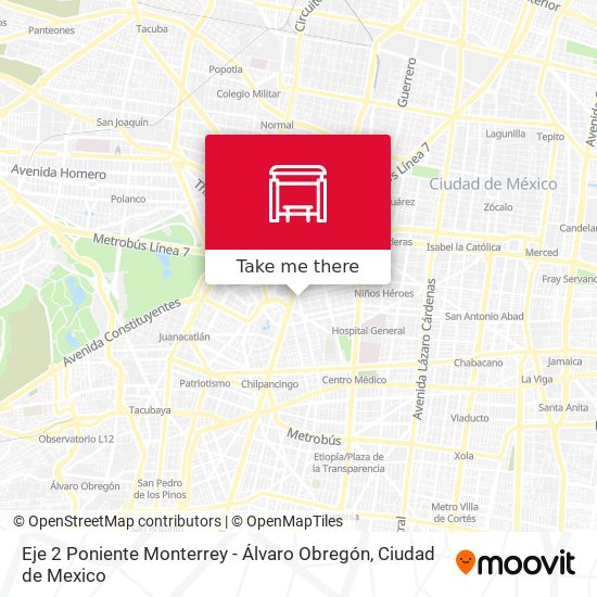 Mapa de Eje 2 Poniente Monterrey - Álvaro Obregón