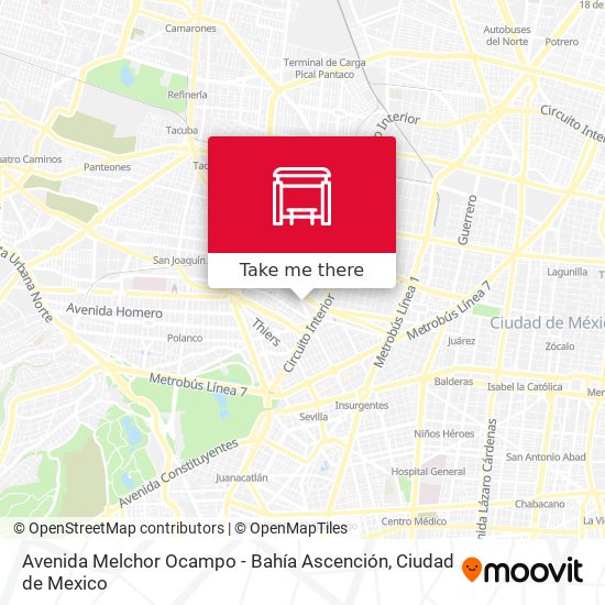 Mapa de Avenida Melchor Ocampo - Bahía Ascención