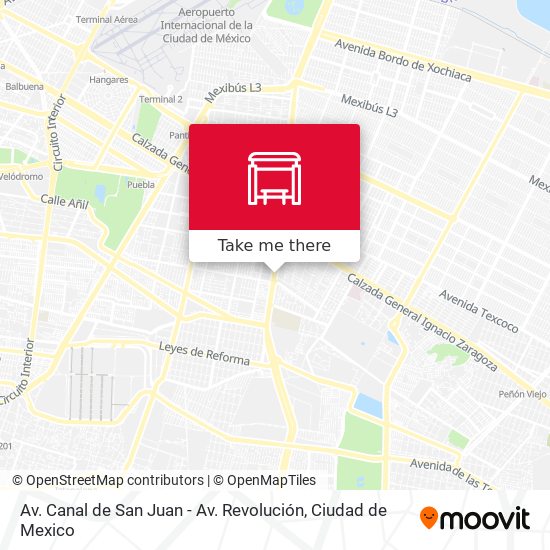 Av. Canal de San Juan - Av. Revolución map