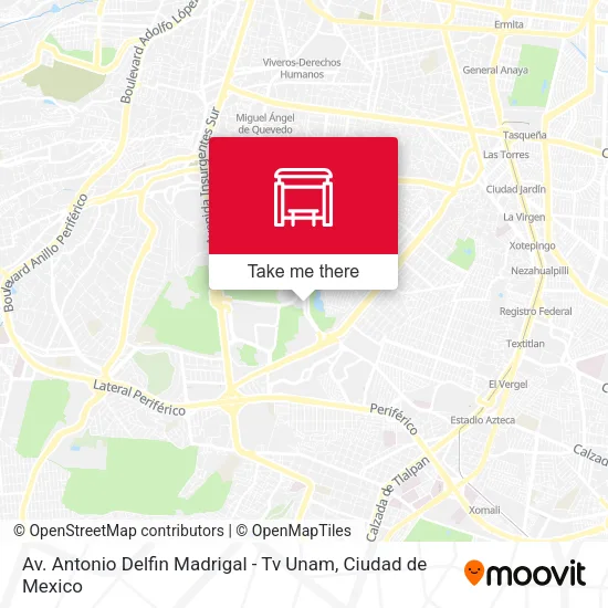 Mapa de Av. Antonio Delfin Madrigal - Tv Unam