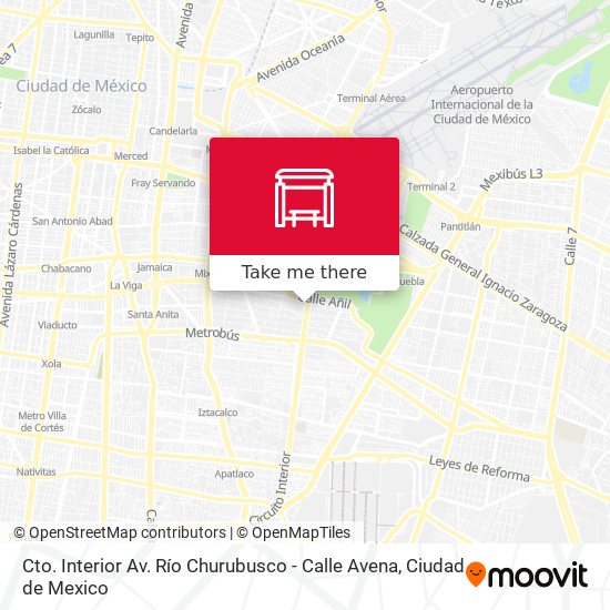 Mapa de Cto. Interior Av. Río Churubusco - Calle Avena