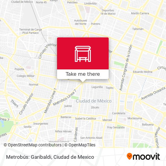 Mapa de Metrobús: Garibaldi