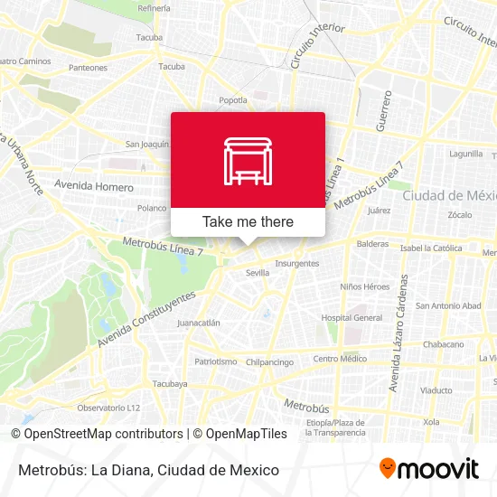 Metrobús: La Diana map