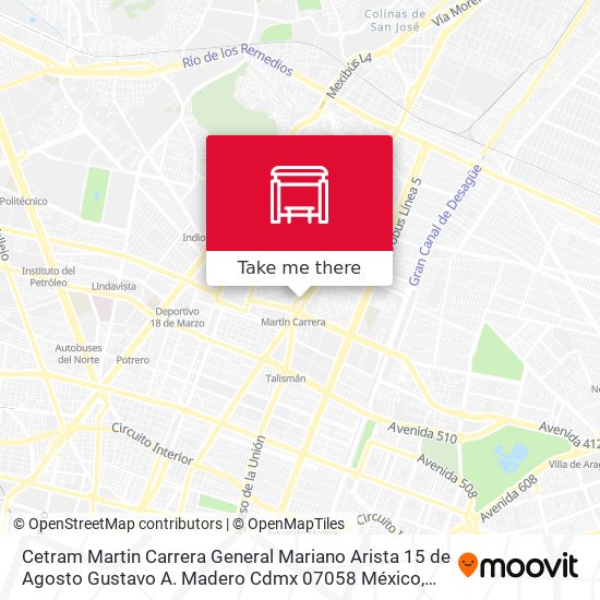 Cetram Martin Carrera General Mariano Arista 15 de Agosto Gustavo A. Madero Cdmx 07058 México map