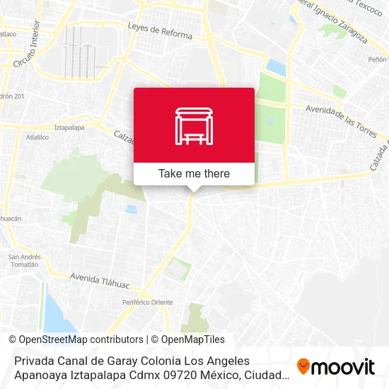 Privada Canal de Garay Colonia Los Angeles Apanoaya Iztapalapa Cdmx 09720 México map