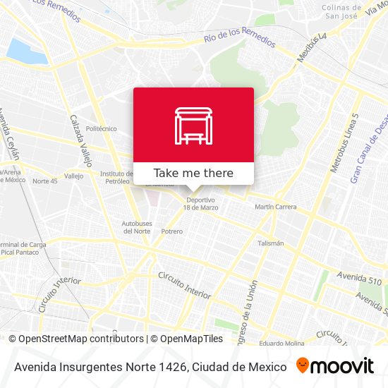 Avenida Insurgentes Norte 1426 map