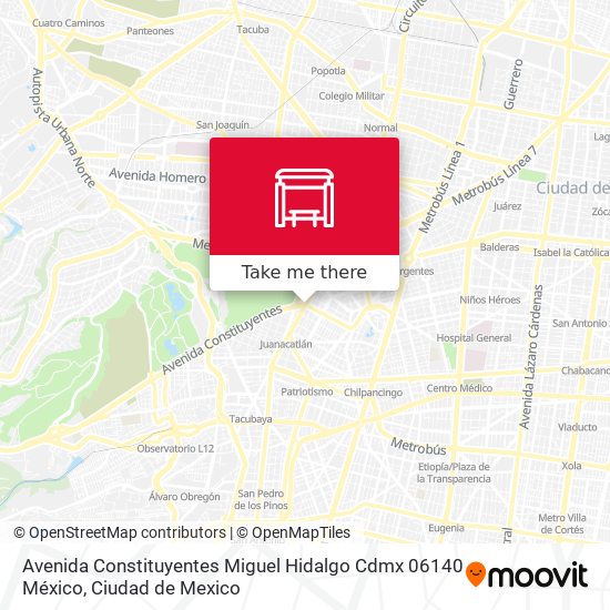 Mapa de Avenida Constituyentes Miguel Hidalgo Cdmx 06140 México