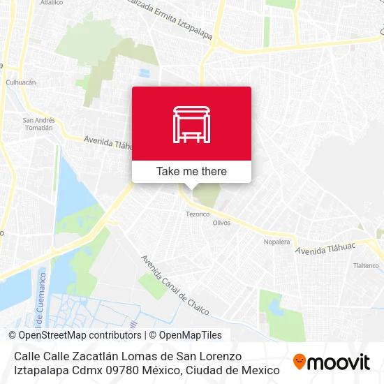 Calle Calle Zacatlán Lomas de San Lorenzo Iztapalapa Cdmx 09780 México map