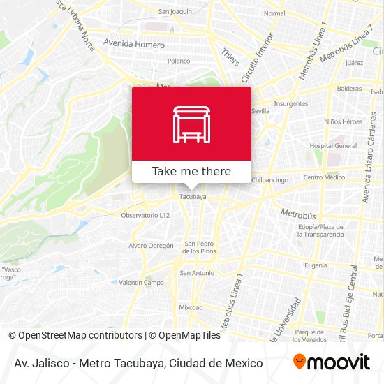 Av. Jalisco - Metro Tacubaya map