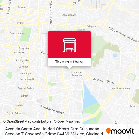 Mapa de Avenida Santa Ana Unidad Obrero Ctm Culhuacán Sección 7 Coyoacán Cdmx 04489 México