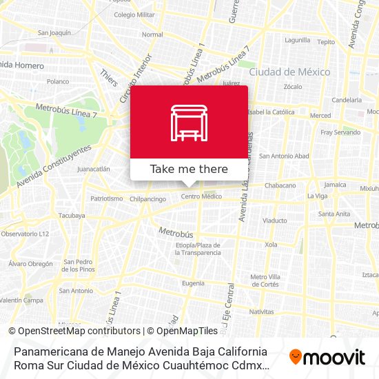 Panamericana de Manejo Avenida Baja California Roma Sur Ciudad de México Cuauhtémoc Cdmx 06760 México map