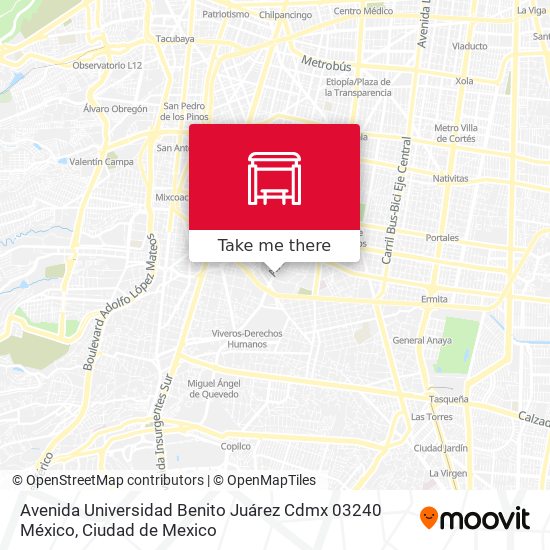 Mapa de Avenida Universidad Benito Juárez Cdmx 03240 México