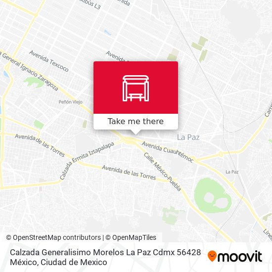 Mapa de Calzada Generalisimo Morelos La Paz Cdmx 56428 México