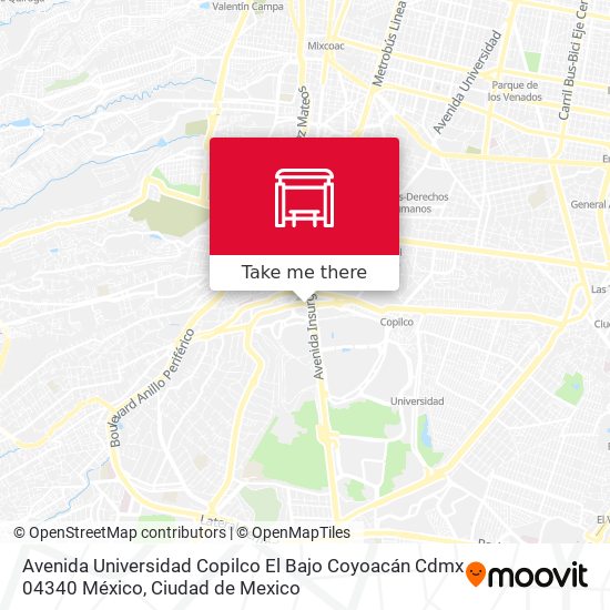 Mapa de Avenida Universidad Copilco El Bajo Coyoacán Cdmx 04340 México