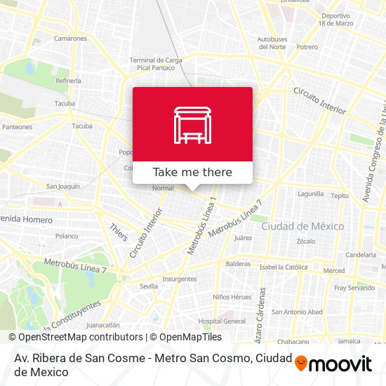 Av. Ribera de San Cosme - Metro San Cosmo map