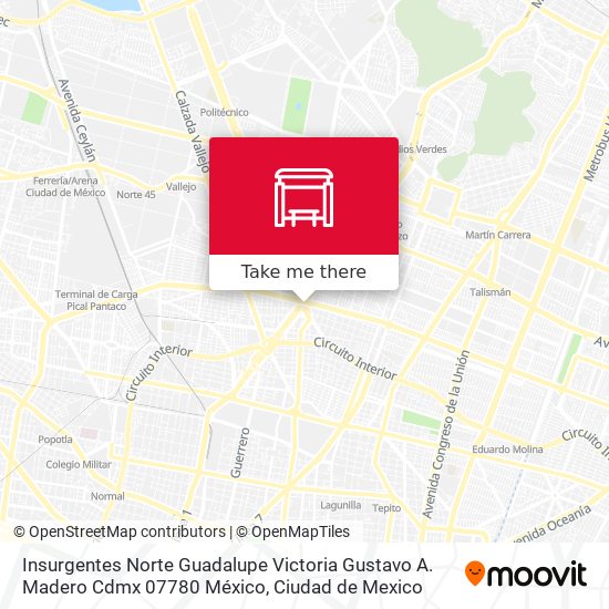 Mapa de Insurgentes Norte Guadalupe Victoria Gustavo A. Madero Cdmx 07780 México