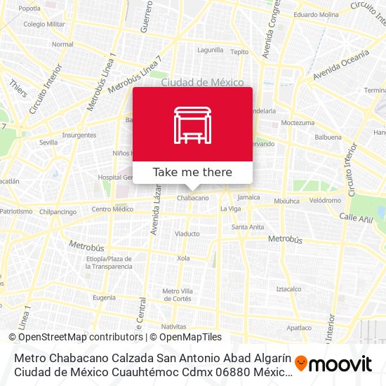 Mapa de Metro Chabacano Calzada San Antonio Abad Algarín Ciudad de México Cuauhtémoc Cdmx 06880 México