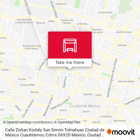Calle Zoltan Kodaly San Simón Tolnahuac Ciudad de México Cuauhtémoc Cdmx 06920 México map