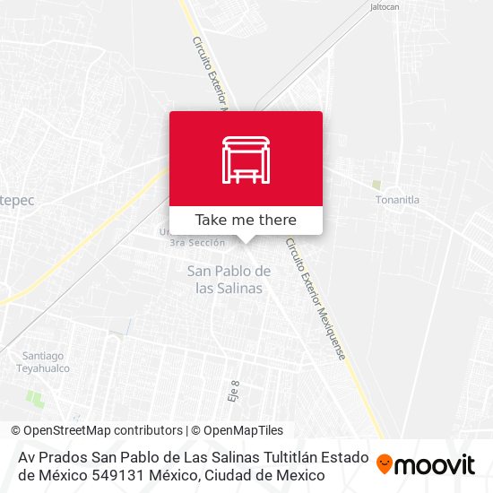 Mapa de Av Prados San Pablo de Las Salinas Tultitlán Estado de México 549131 México