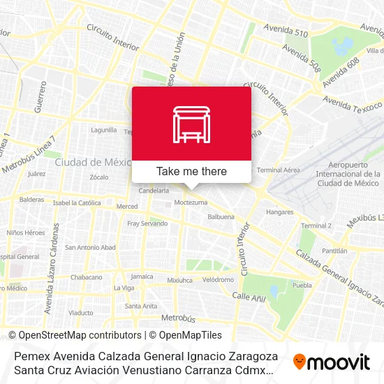 Mapa de Pemex Avenida Calzada General Ignacio Zaragoza Santa Cruz Aviación Venustiano Carranza Cdmx 15540 México