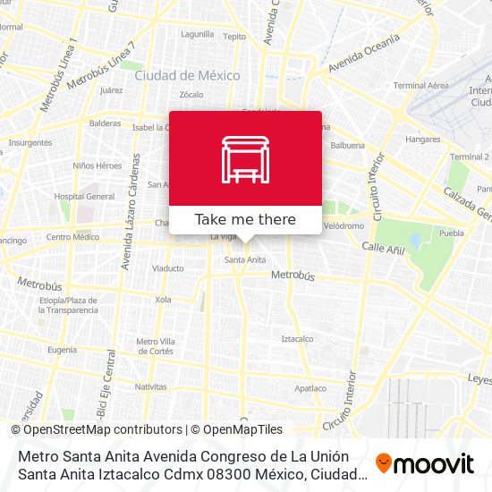 Metro Santa Anita Avenida Congreso de La Unión Santa Anita Iztacalco Cdmx 08300 México map