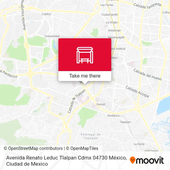Mapa de Avenida Renato Leduc Tlalpan Cdmx 04730 México