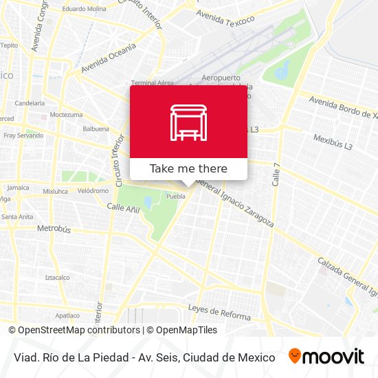 Mapa de Viad. Río de La Piedad - Av. Seis