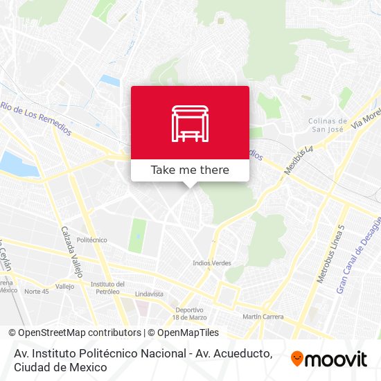 Av. Instituto Politécnico Nacional - Av. Acueducto map