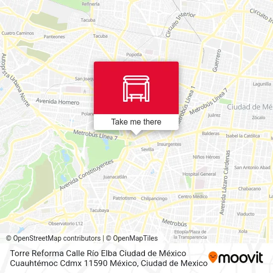 Torre Reforma Calle Río Elba Ciudad de México Cuauhtémoc Cdmx 11590 México map