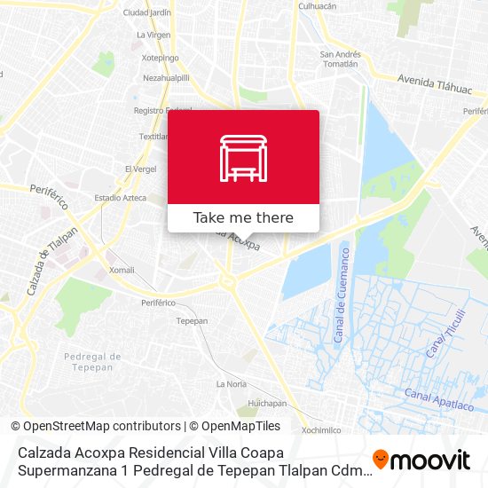 Mapa de Calzada Acoxpa Residencial Villa Coapa Supermanzana 1 Pedregal de Tepepan Tlalpan Cdmx 14390 México