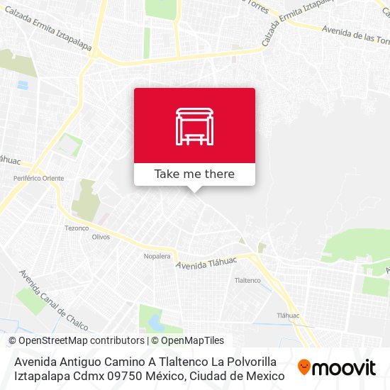 Mapa de Avenida Antiguo Camino A Tlaltenco La Polvorilla Iztapalapa Cdmx 09750 México