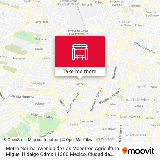 Mapa de Metro Normal Avenida de Los Maestros Agricultura Miguel Hidalgo Cdmx 11360 México