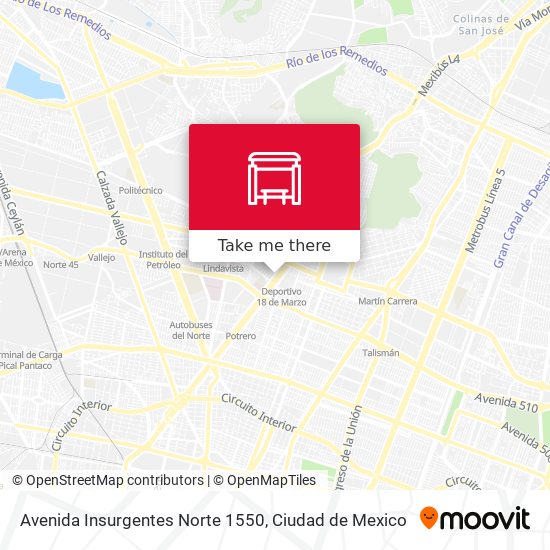 Avenida Insurgentes Norte 1550 map
