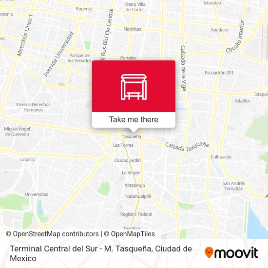 Mapa de Terminal Central del Sur - M. Tasqueña